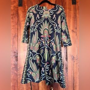 Gretchen Scott navy blue multi color dress size medium NWT